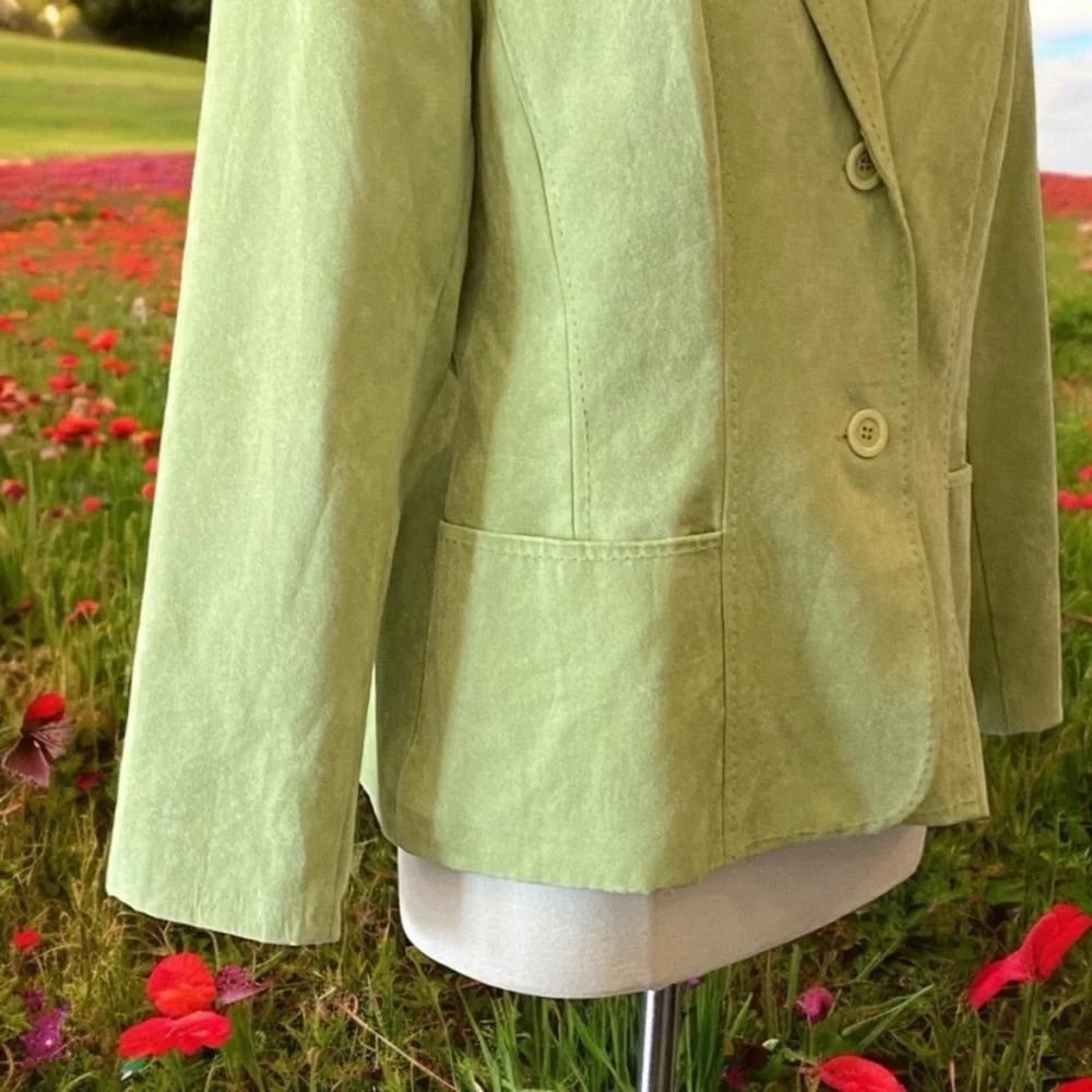 Green Faux Suede Blazer Jacket By Kim Roger’s Signature